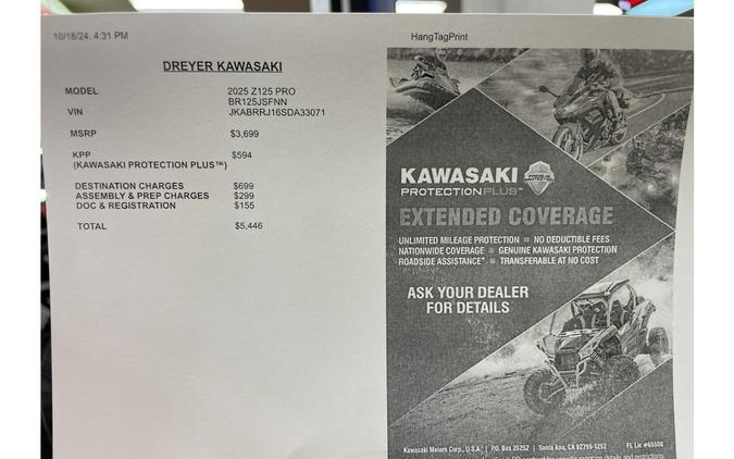 2025 Kawasaki Z125 PRO