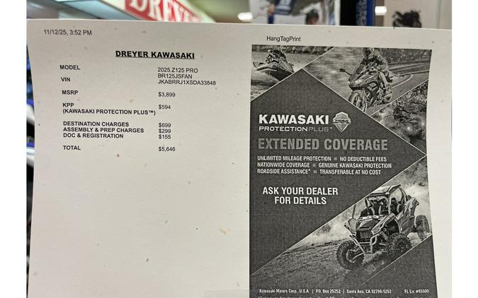 2025 Kawasaki Z125 PRO