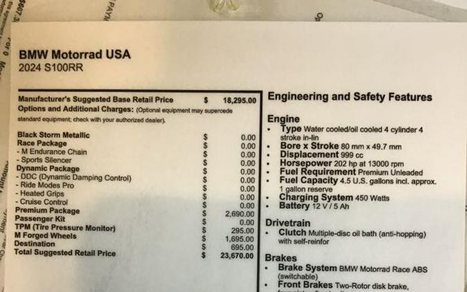 2024 BMW S 1000 RR Black Storm Metallic