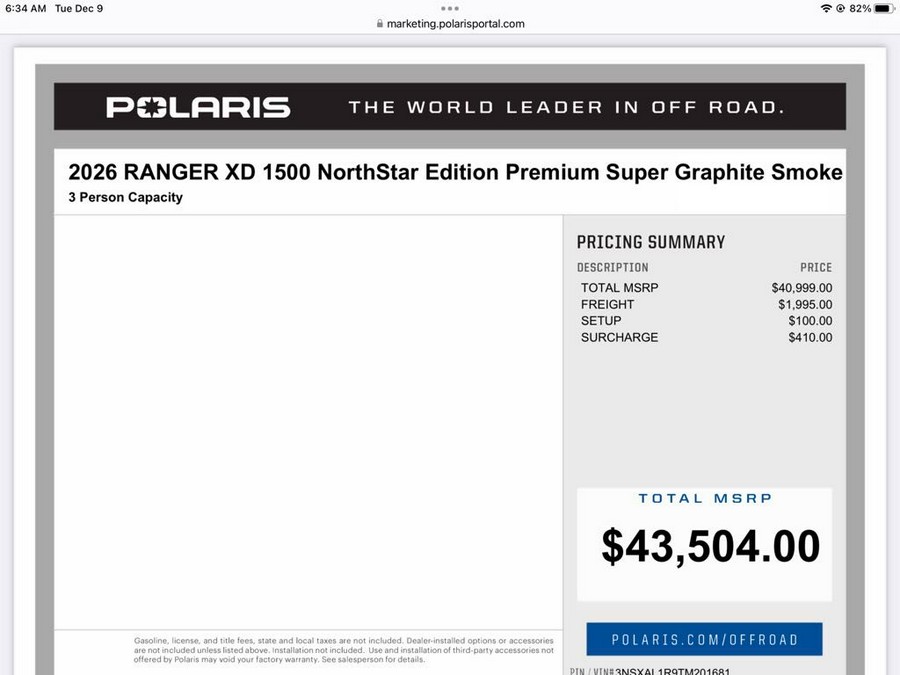 2026 Polaris Ranger® XD 1500 NorthStar Edition Premium