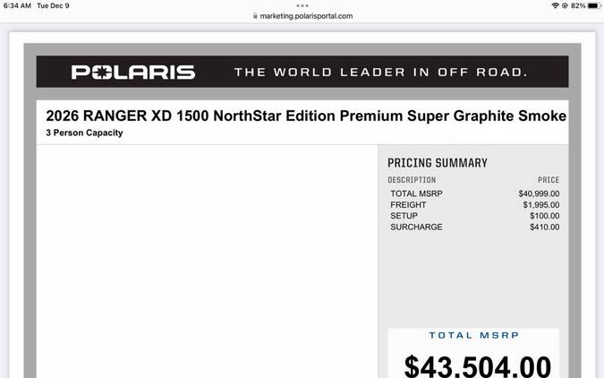 2026 Polaris Ranger® XD 1500 NorthStar Edition Premium