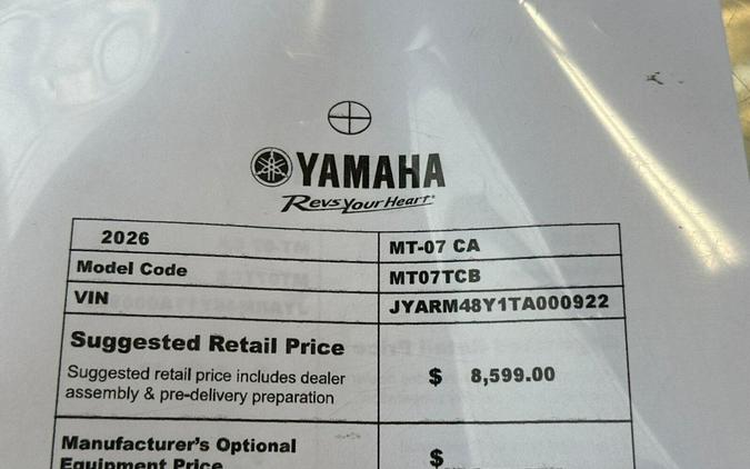 2026 Yamaha MT 07