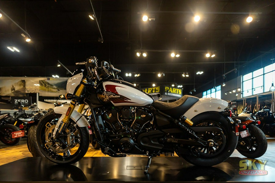 2025 Indian 101 Scout Ghost White Metallic With Graphics