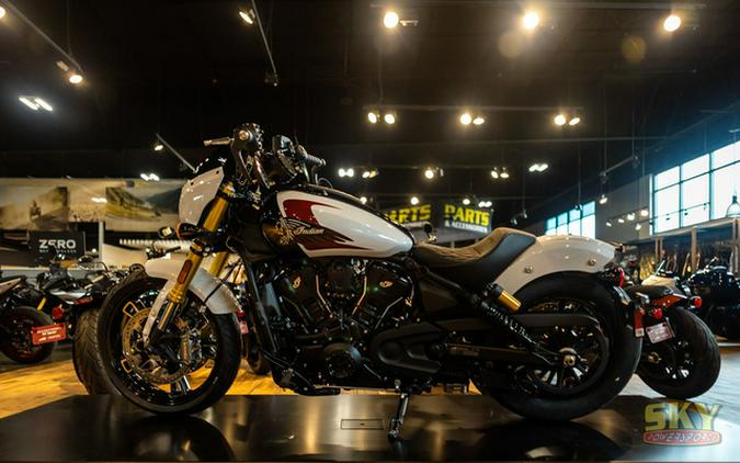 2025 Indian 101 Scout Ghost White Metallic With Graphics