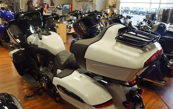 2025 Indian Motorcycle® Pursuit® Dark Horse® 112 w/PowerBand Audio Ghost White Metallic Crystal wit