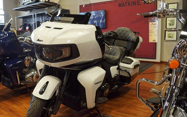 2025 Indian Motorcycle® Pursuit® Dark Horse® 112 w/PowerBand Audio Ghost White Metallic Crystal wit
