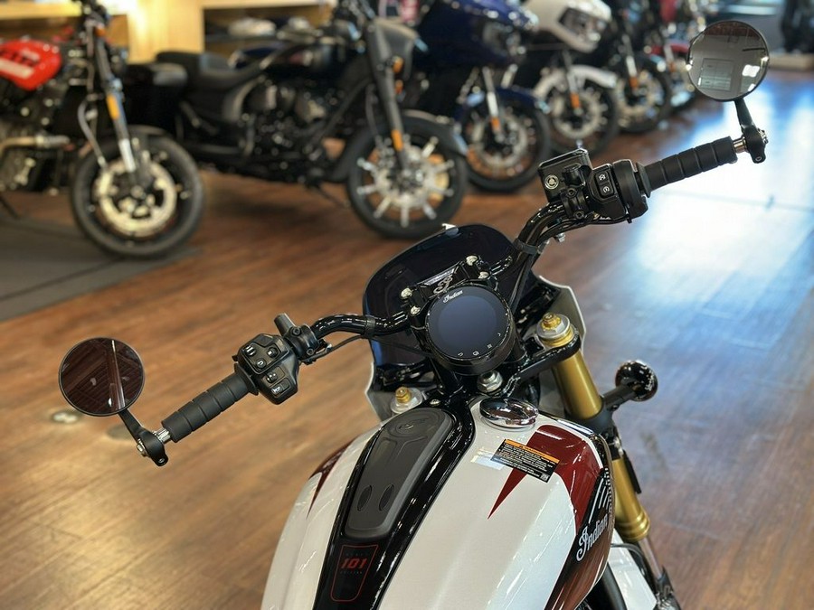 2025 Indian Motorcycle® 101 Scout® Ghost White Metallic with Graphics