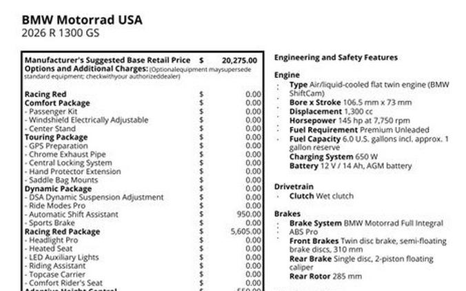 New 2026 BMW R 1300 GS