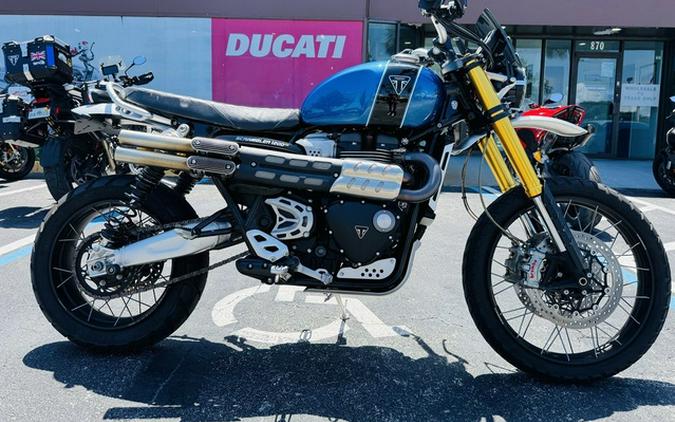 2022 Triumph Scrambler 1200 XE Cobalt Blue Jet Black XE Matt Khaki Green Matt Jet Black