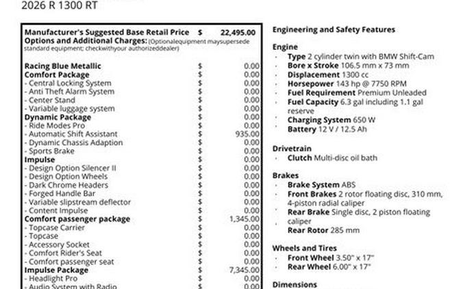 New 2026 BMW R 1300 RT
