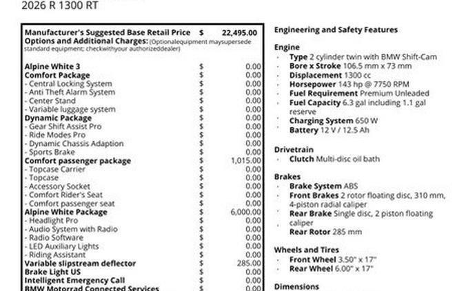 New 2026 BMW R 1300 RT