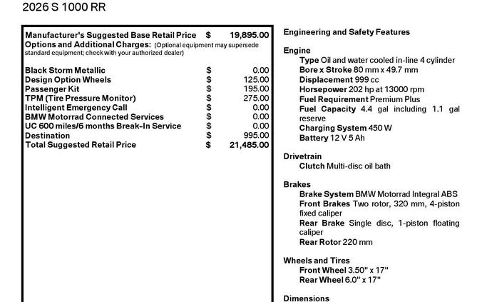 2026 BMW S 1000 RR