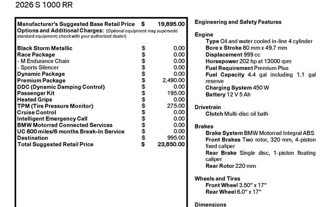 2026 BMW S 1000 RR