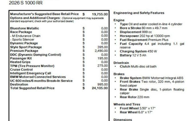 2026 BMW S 1000 RR Sport