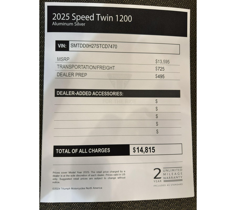 2025 Triumph Speed Twin 1200 - ALUMINUM SILVER