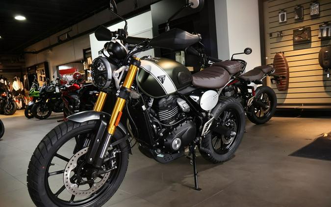 2026 Triumph Scrambler 400 X Matte Khaki Green/Matte Fusion Whi