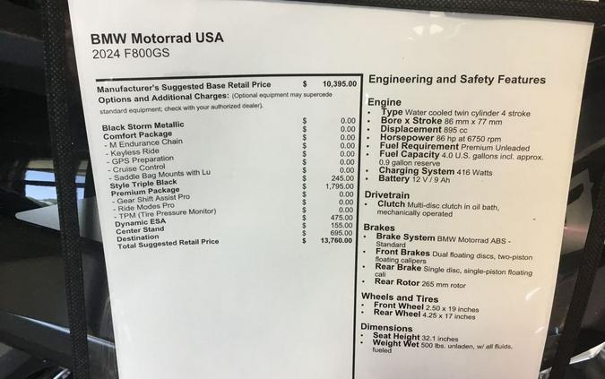 2024 BMW F 800 GS Triple Back