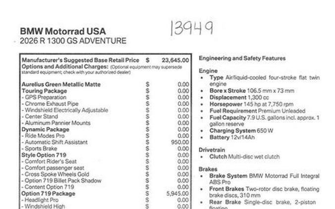 2026 BMW R1300GSA Inventory - Get 4.9% APR financing or up to $1,300 off MSRP on select 2026 models*