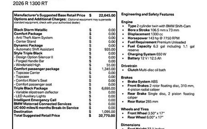 New 2026 BMW R 1300 RT
