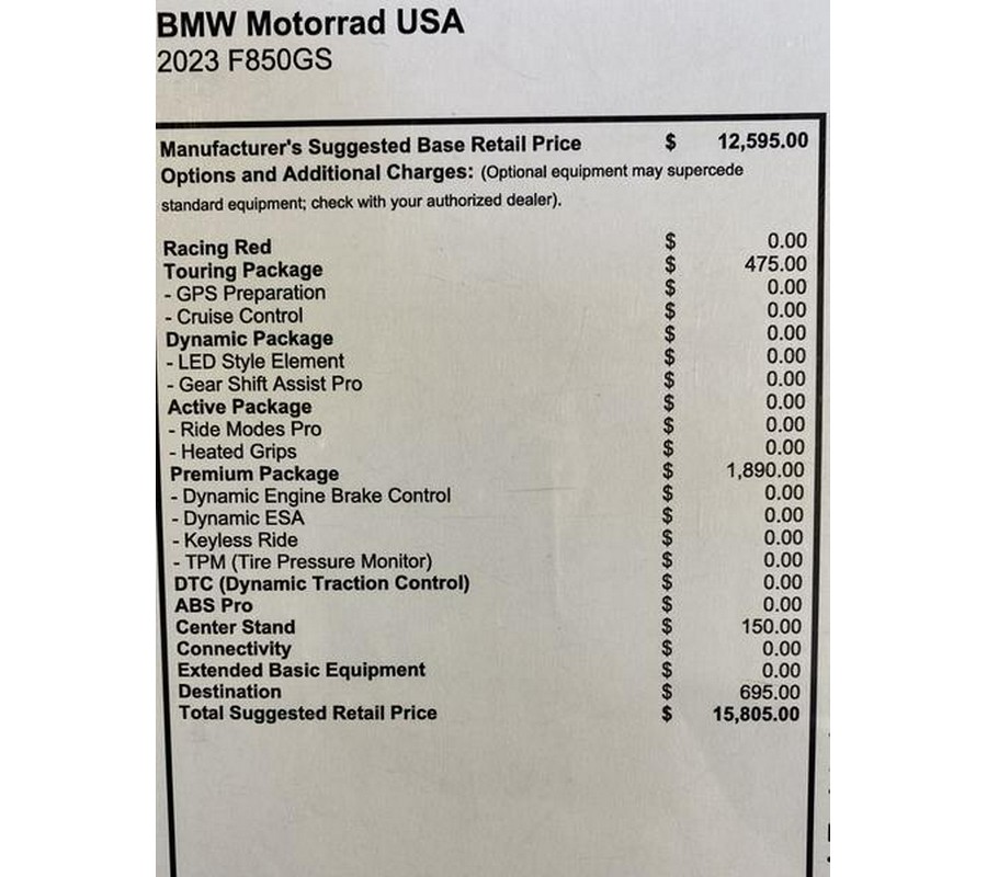 2023 BMW F 850 GS Racing Red