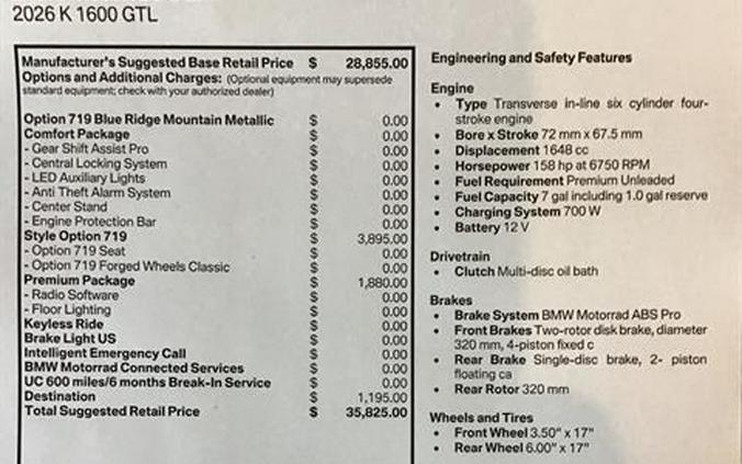 2026 BMW K 1600 GTL
