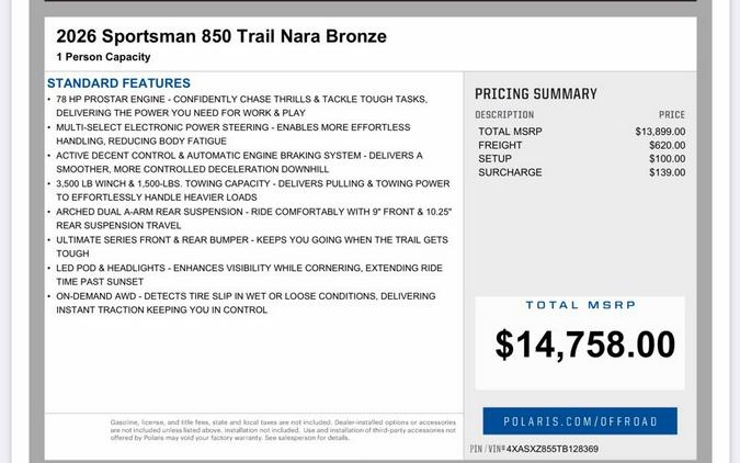 2026 Sportsman® 850 Trail - Polaris