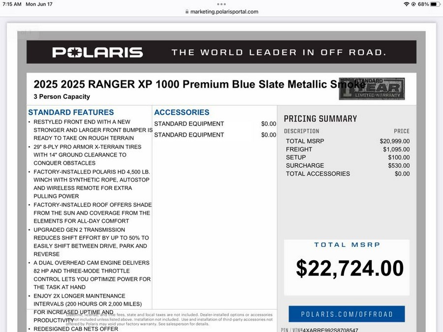 2025 Polaris Industries Ranger XP® 1000 Premium