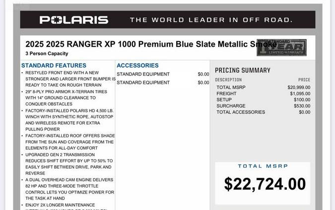 2025 Polaris Industries Ranger XP® 1000 Premium