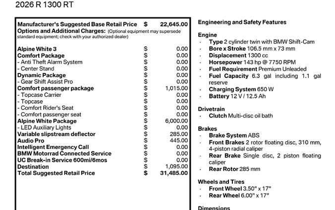 2026 BMW R 1300 RT