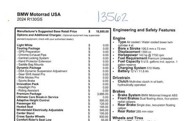 New 2024 BMW R1300GS