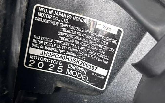 2025 Honda CBR600RR