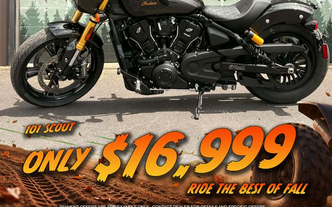 2026 Indian Motorcycle Indian 101 Scout Black Crystal and Super Graphite with Graphics - 33592