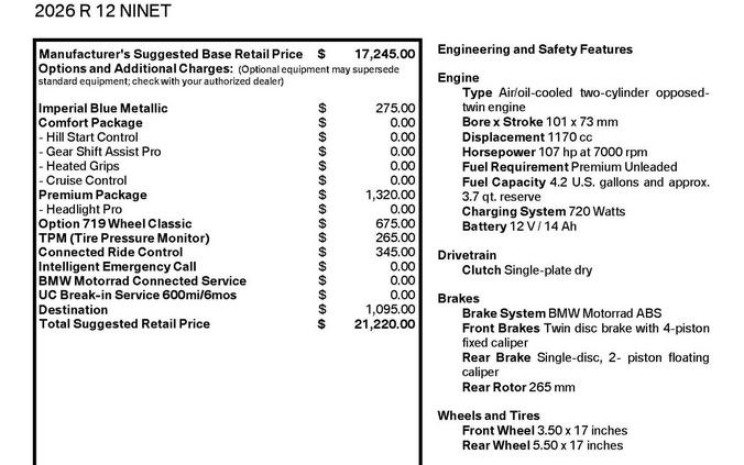 2026 BMW R12 NINET