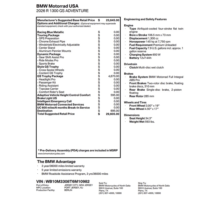 2026 BMW R1300GSA