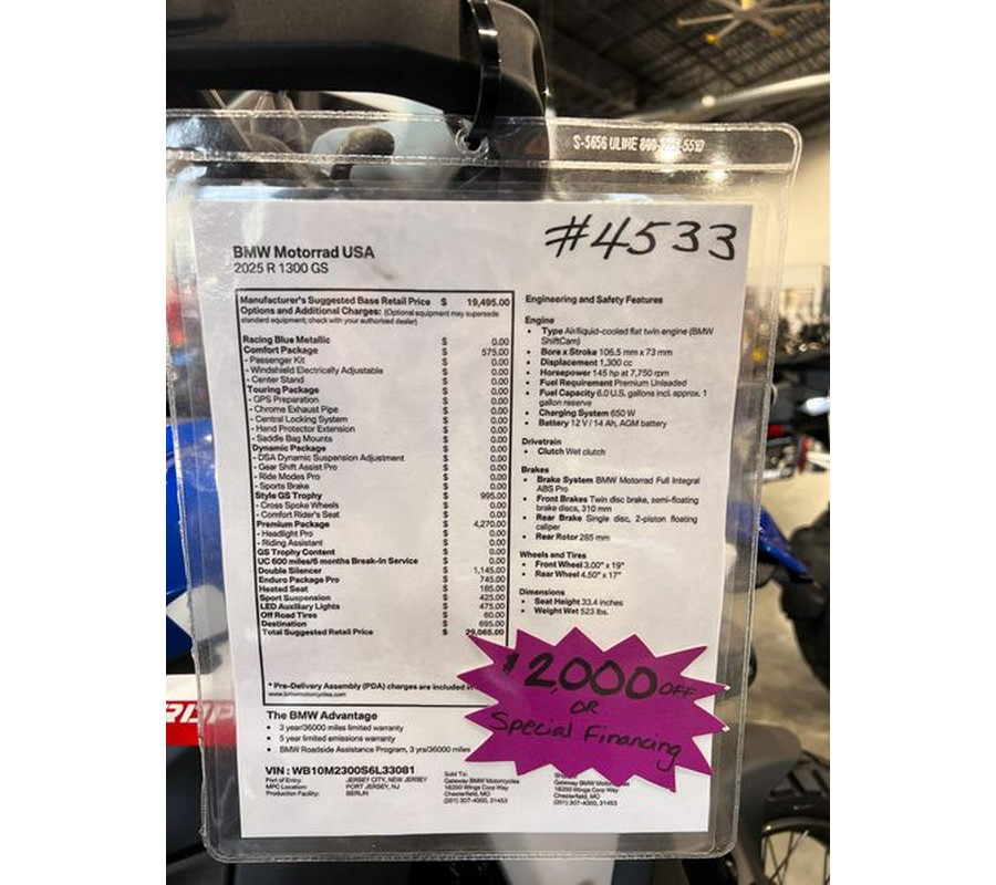 New 2025 BMW R 1300 GS Demo