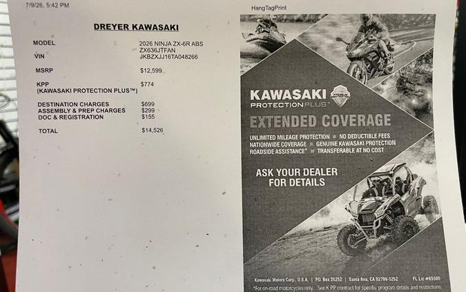 2026 NINJA ZX6R ABS - Kawasaki
