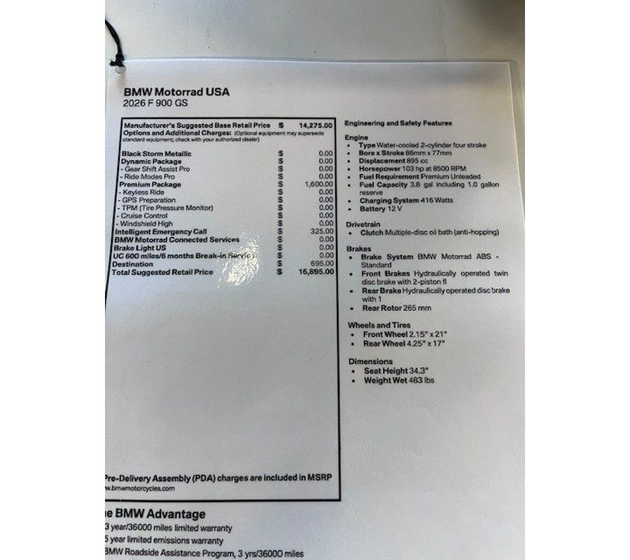 2026 BMW F 900 GS