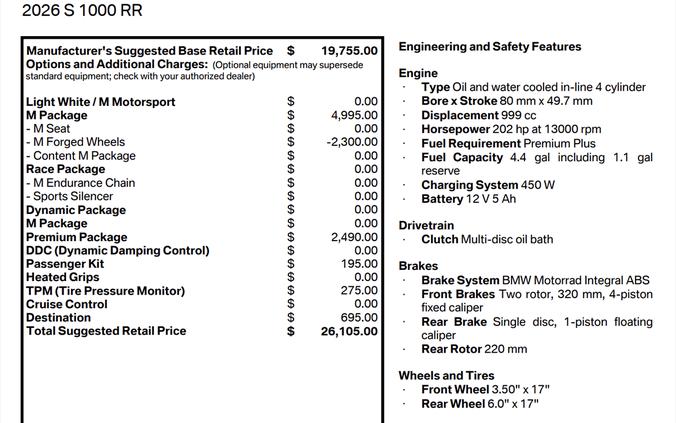 2026 BMW S 1000 RR