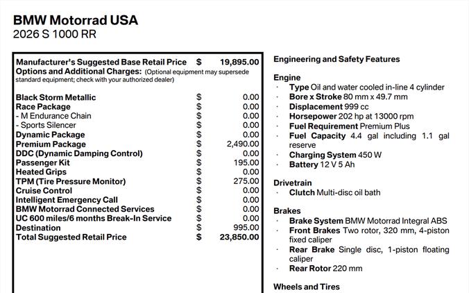 2026 BMW S 1000 RR