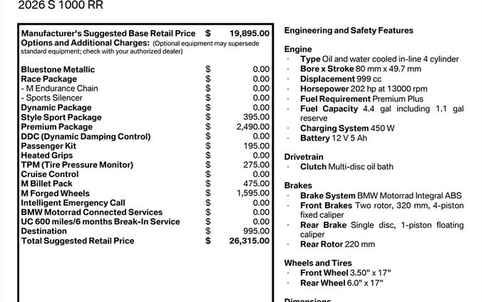 2026 BMW S 1000 RR