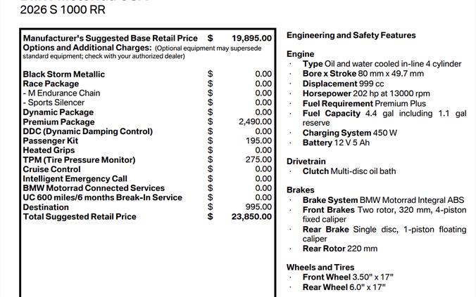 2026 BMW S 1000 RR