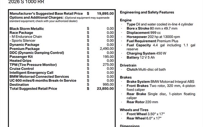2026 BMW S 1000 RR