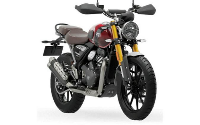 2025 Triumph Scrambler 400 X Carnival Red / Phantom Black X Matte Khaki Green Fusion White