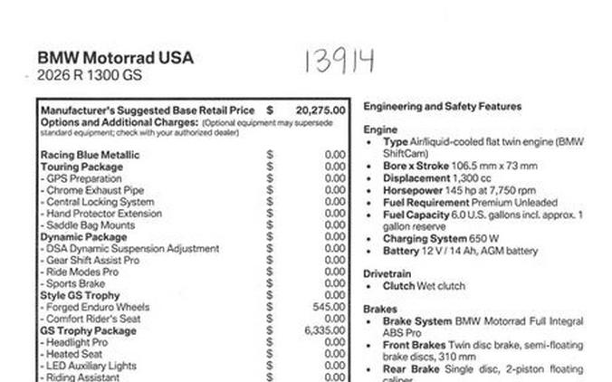 2026 BMW R1300GS Inventory - Get 4.9% APR financing or up to $1,300 off MSRP on select 2026 models*