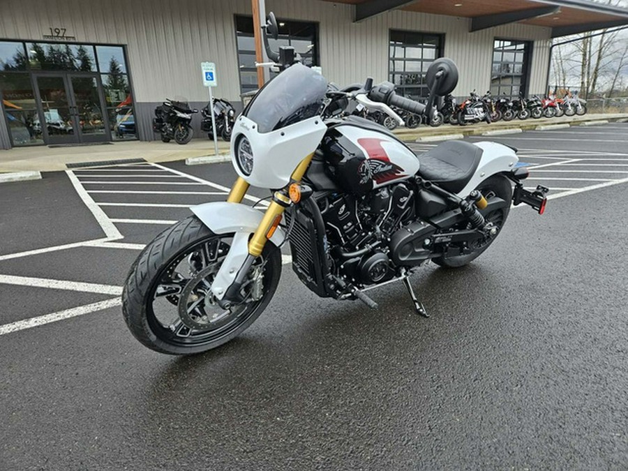 2025 Indian 101 Scout Ghost White Metallic With Graphics