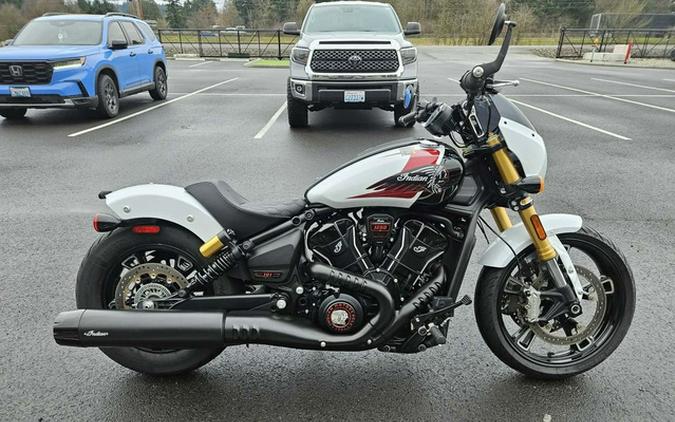 2025 Indian 101 Scout Ghost White Metallic With Graphics