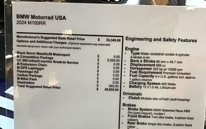 2024 BMW M 1000 RR Blackstorm Metallic/M Motorsport