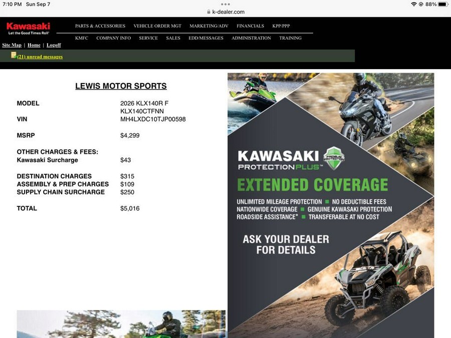 2026 Kawasaki KLX® 140R F