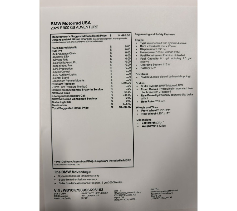 2025 BMW F 900 GS Adventure - BLACK STORM METALLIC