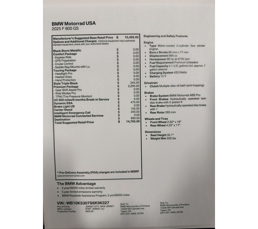 2025 BMW F 800 GS - BLACK STORM METALLIC